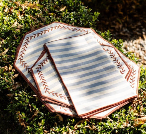 "Lauro" Placemat | Riga Capri Azzurro & Terracotta
