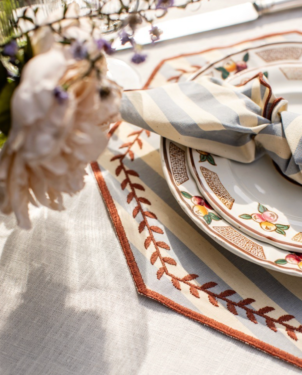 "Lauro" Placemat | Riga Capri Azzurro & Terracotta