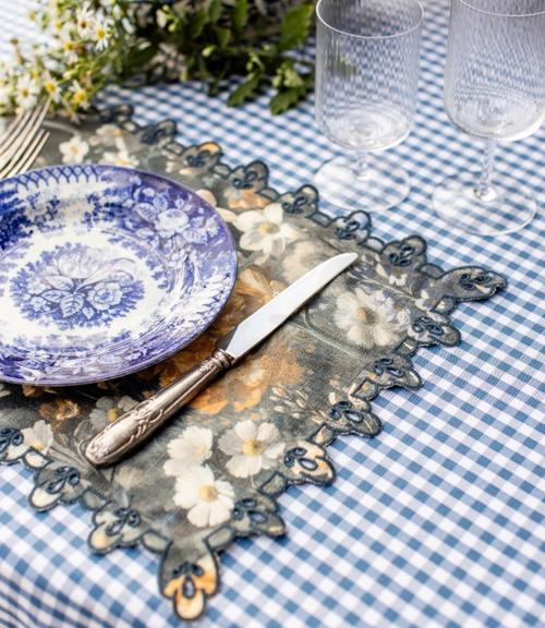 AMALFI PLACEMAT IN BLOOM AZZURRO - BLU