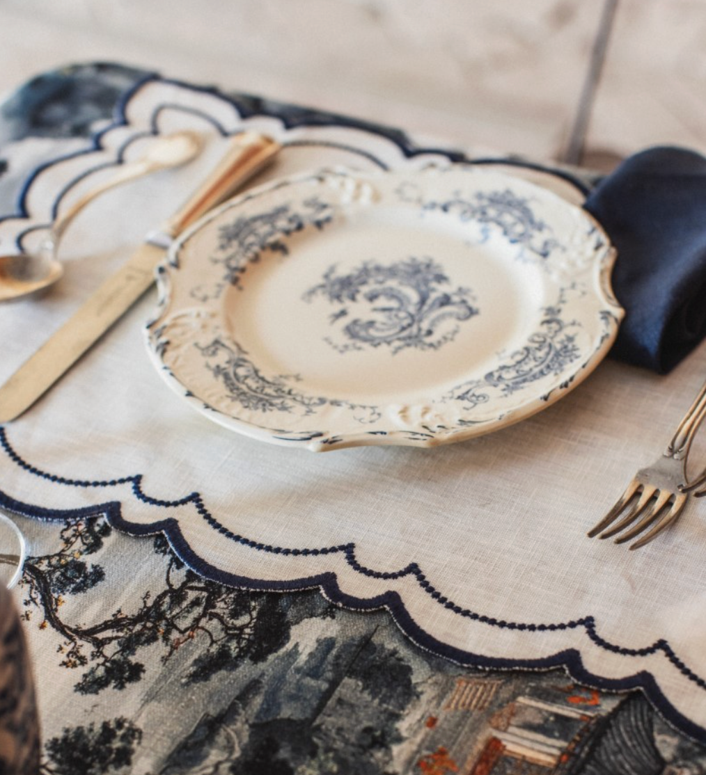 LETITZIA PLACEMAT IN AVORIO - BLU 50 x 35