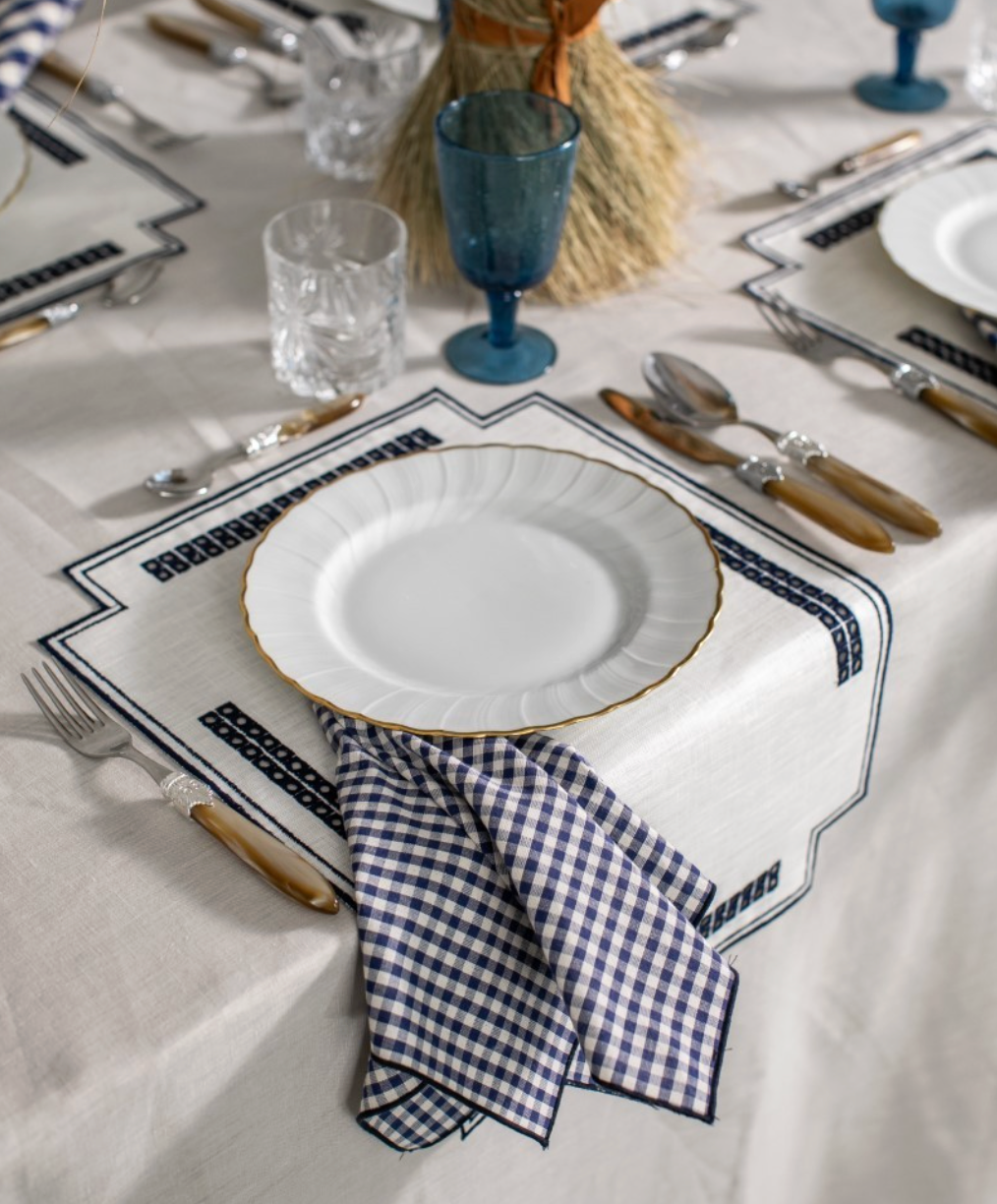 Borgo delle Tovaglie "Erica" Antistain Placemat | Avorio & Blu