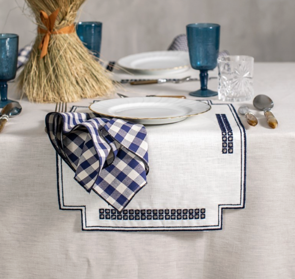 Borgo delle Tovaglie "Erica" Antistain Placemat | Avorio & Blu