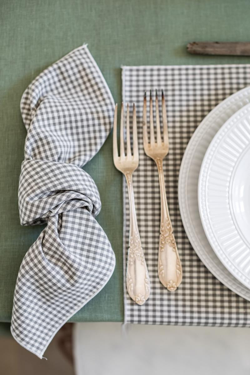 FILO NAPKIN IN VICHY GRIGIO - AVORIO