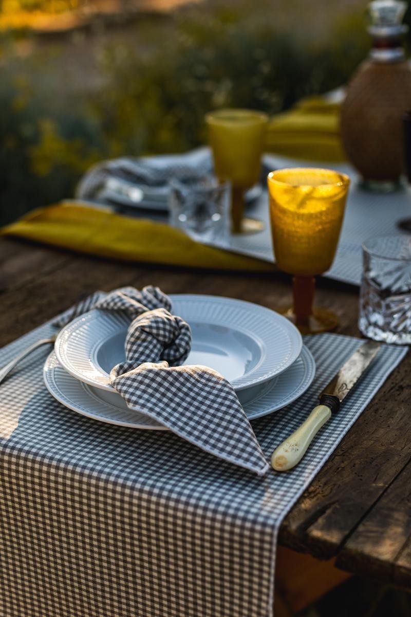 FILO NAPKIN IN VICHY GRIGIO - AVORIO