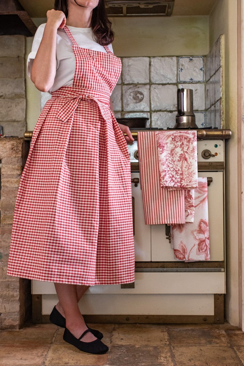 GILDA APRON IN VICHY ROSSO