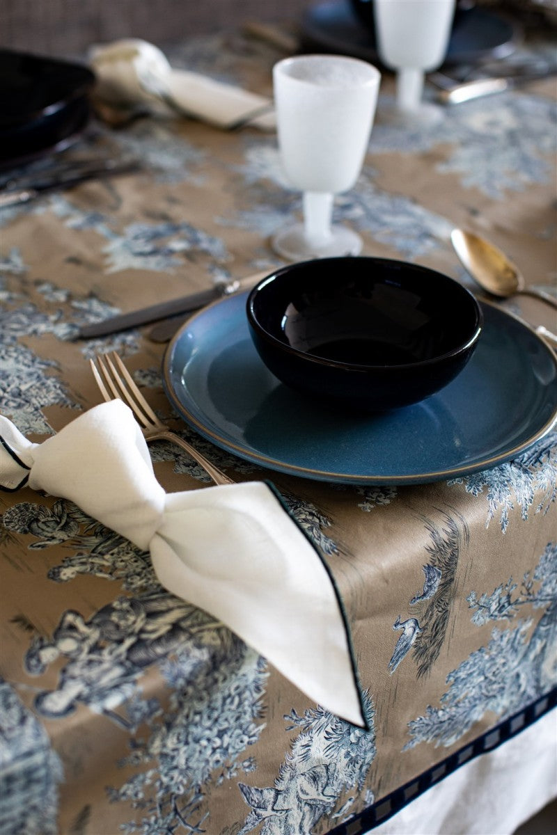 FILO NAPKIN IN AVORIO - DEEP BLU