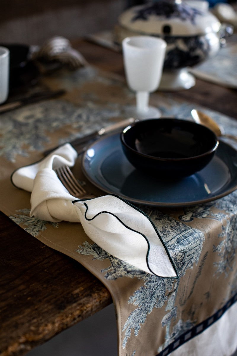 FILO NAPKIN IN AVORIO - DEEP BLU