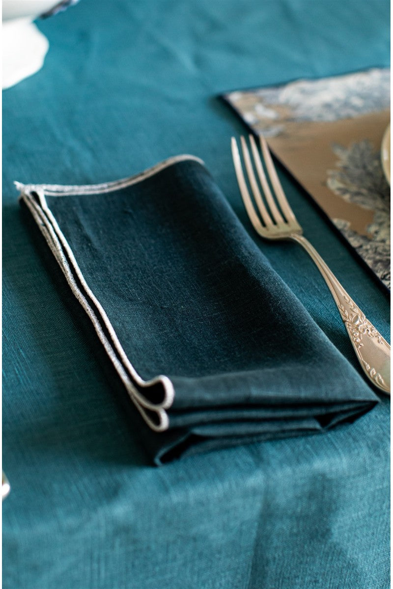 FILO NAPKIN IN DEEP BLUE - SILVER