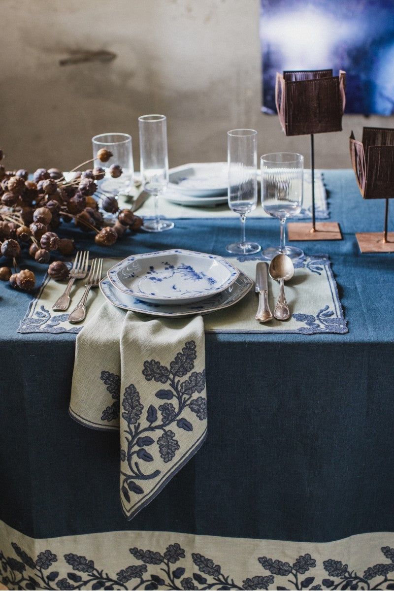 QUERCIA NAPKIN IN DEEP BLUE - GHIACCIO