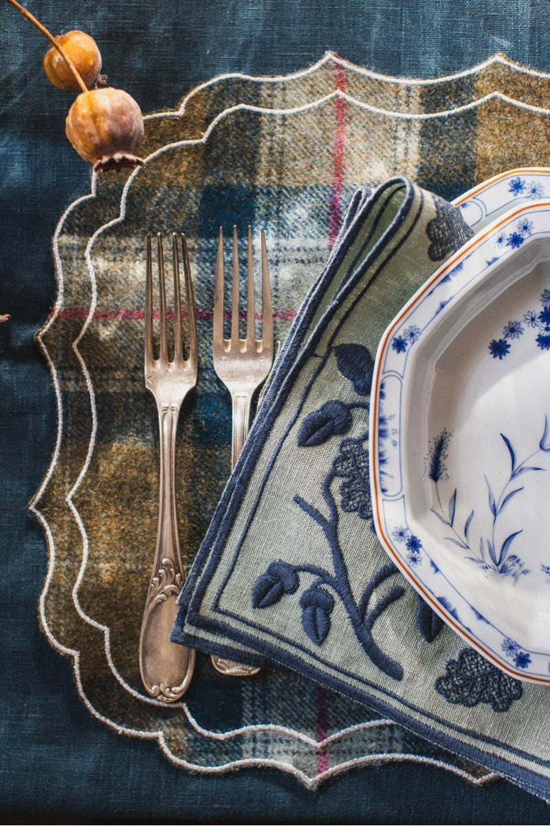 QUERCIA NAPKIN IN DEEP BLUE - GHIACCIO